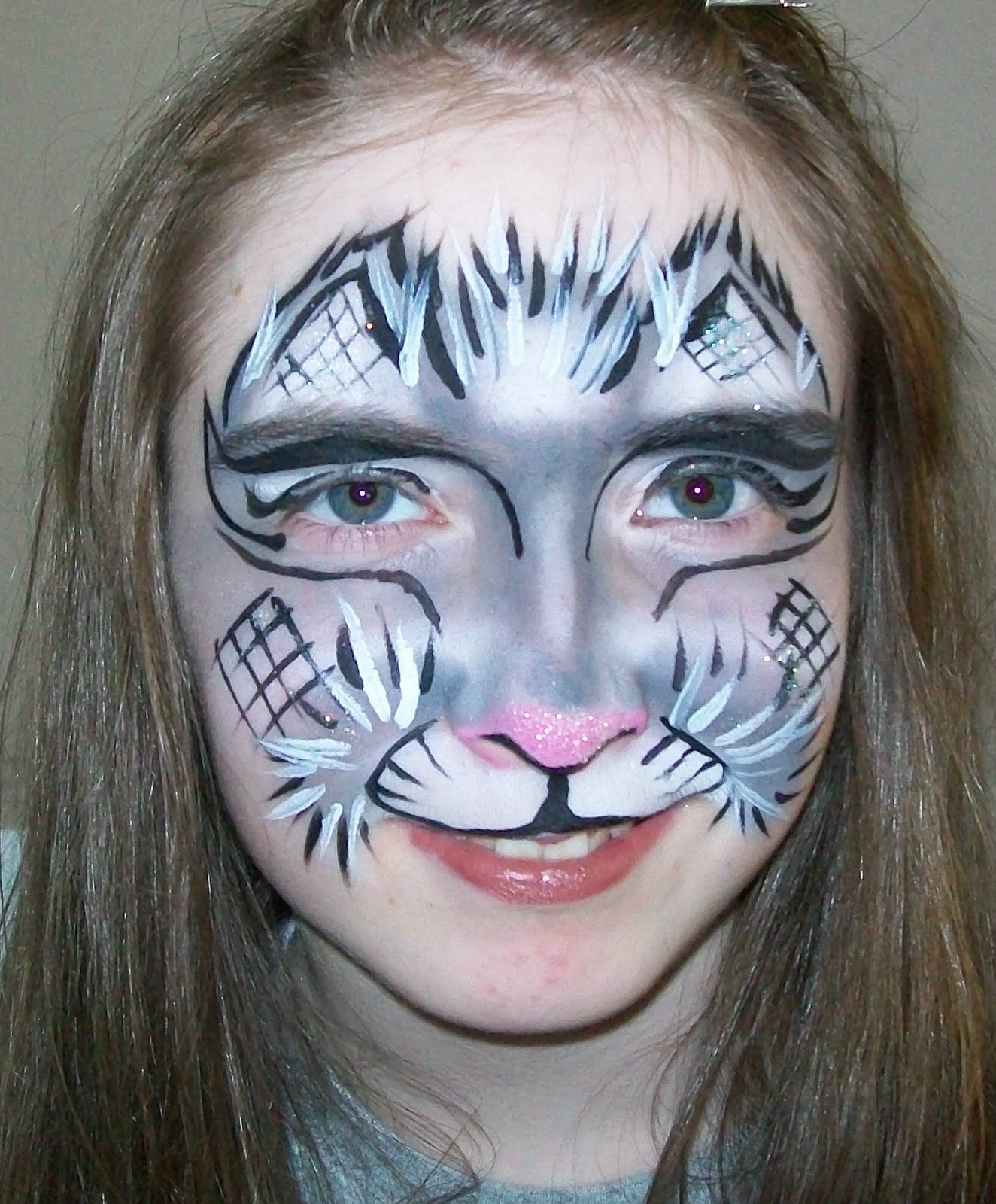 Fantasy Face Painting: Plaid Kitty Cat Face Painting