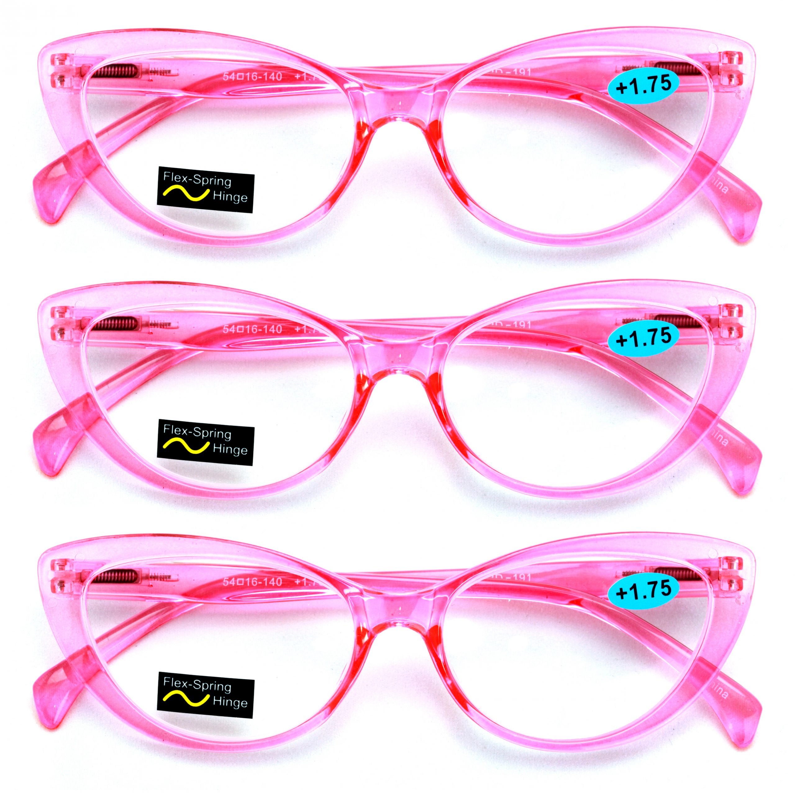 3 Pairs Lot Women Cat eye Clear Pink Readers Reading ...