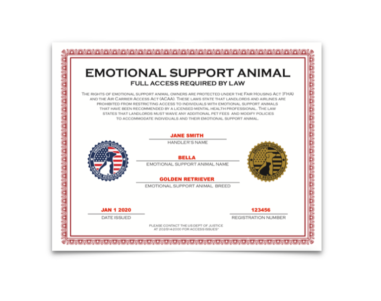 Emotional Support Animal Certificate