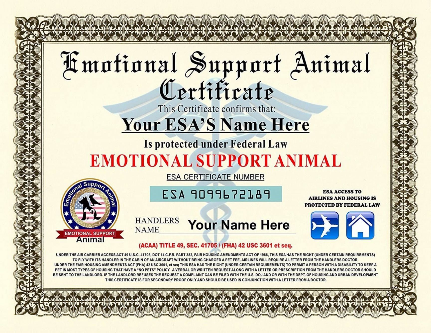 Get Our Sample of Emotional Support Animal Certificate ...