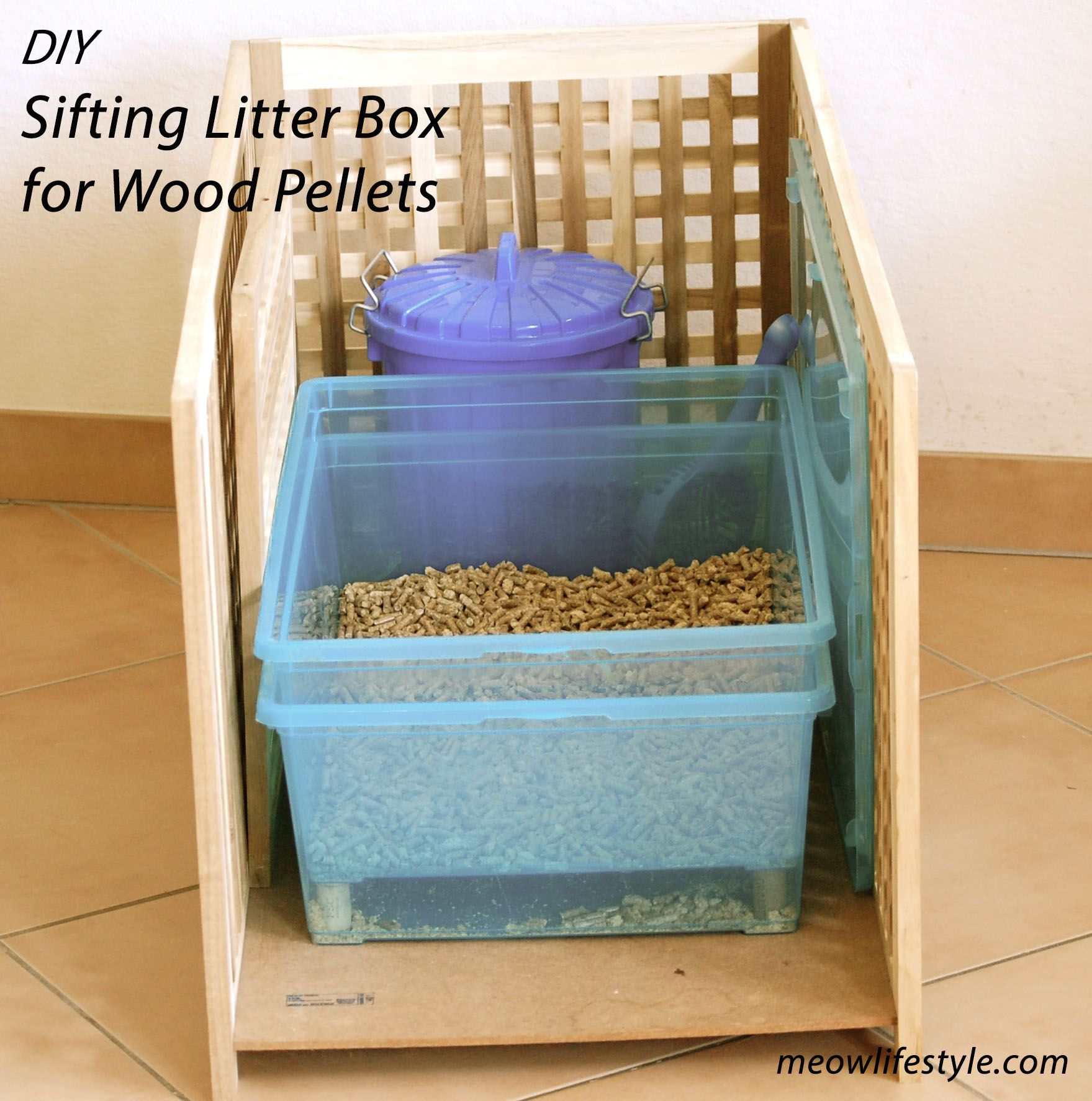 DIY wood pellet litter box