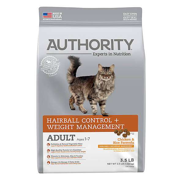 Authority® Hairball Control &  Weight Management Adult Cat Food ...