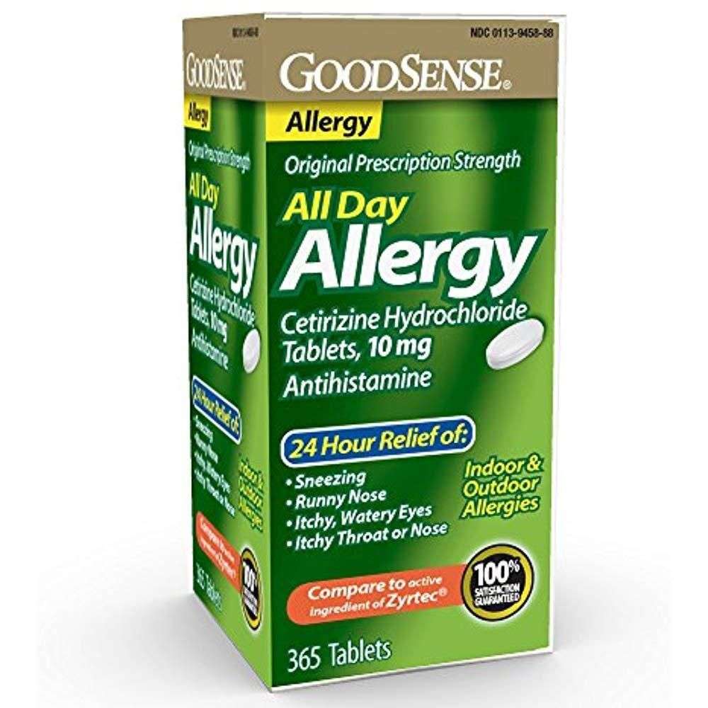 GoodSense Cetirizine Hydrochloride 10mg All Day zyrtec allergy Tablets ...