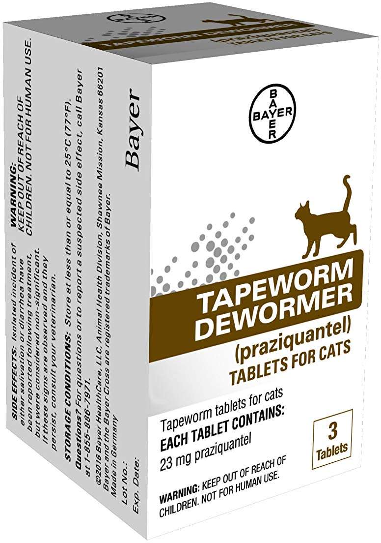 Bayer Tapeworm Dewormer For Cats, 3 Dewormer Tablets Per Pack ...
