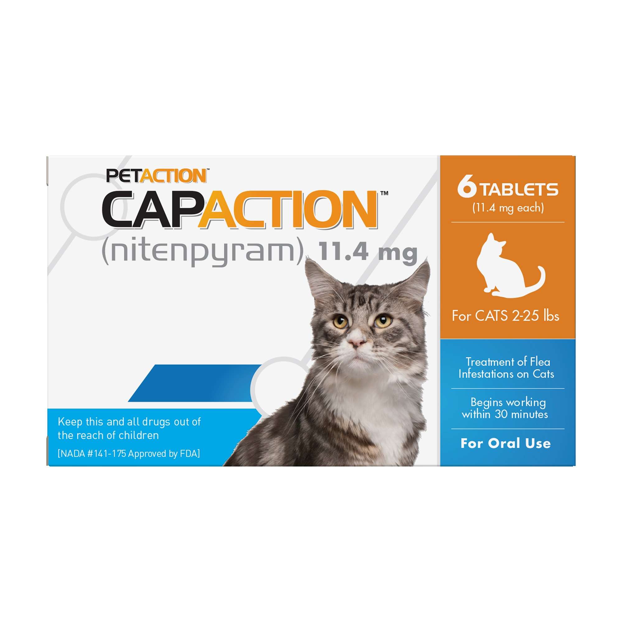 CapAction Fast Acting Oral Flea Treatment for Cats, Count of 6