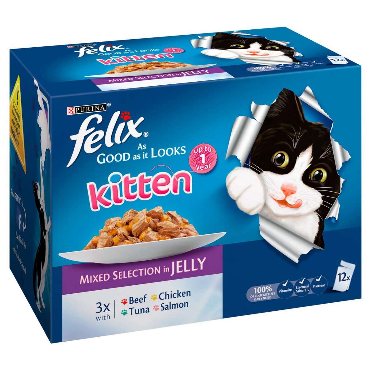 FELIX AS GOOD AS IT LOOKS Kitten Mixed Selection in Jelly Wet Cat Food ...
