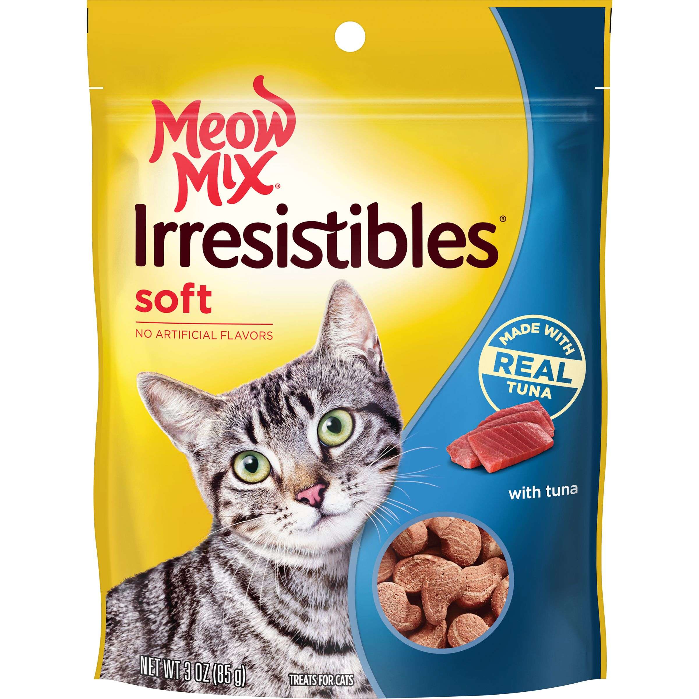 Meow Mix Irresistibles Cat Treats, Soft With Tuna, 3