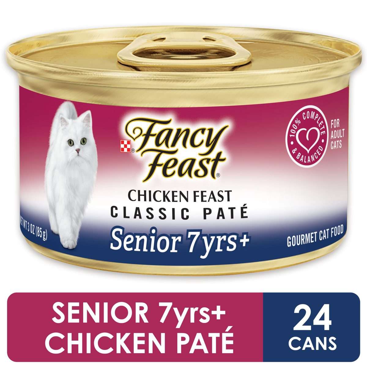 (24 Pack) Fancy Feast High Protein Senior Pate Wet Cat Food, Chicken ...