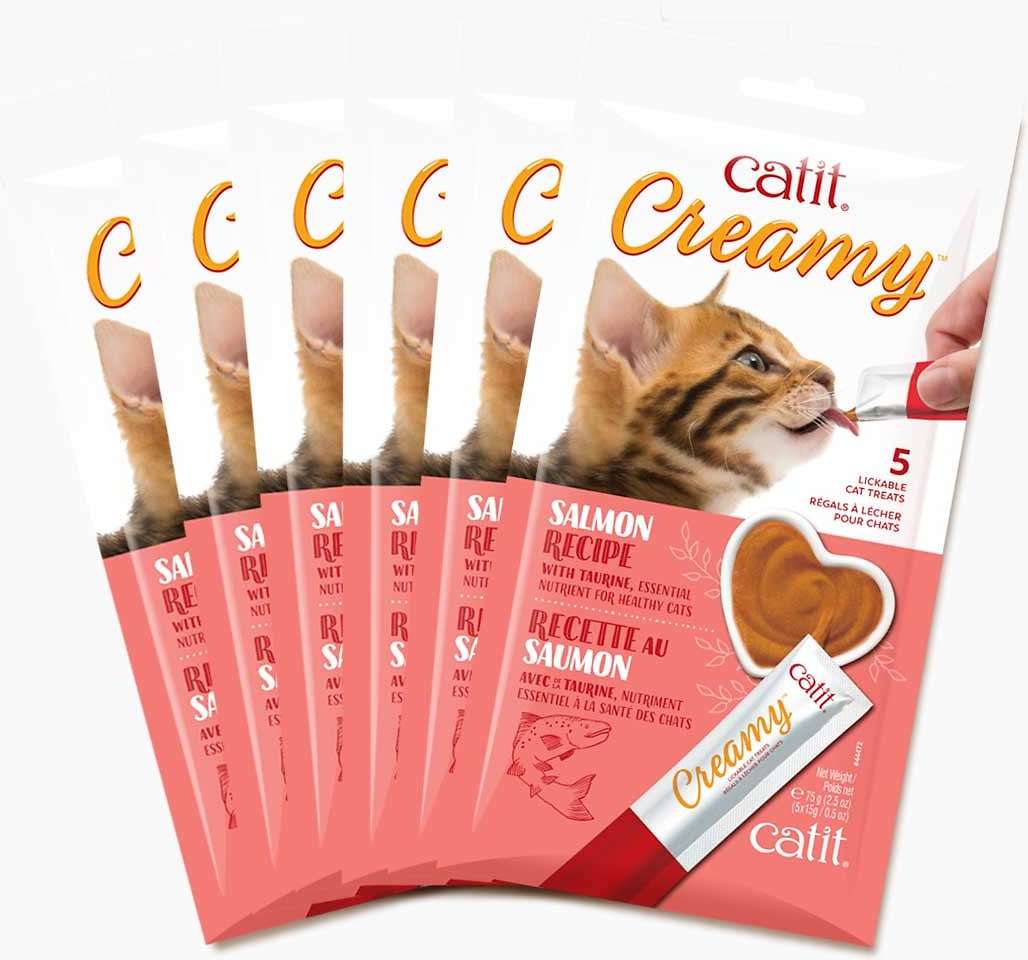 CATIT Creamy Salmon Flavor Lickable Cat Treats, 30 count