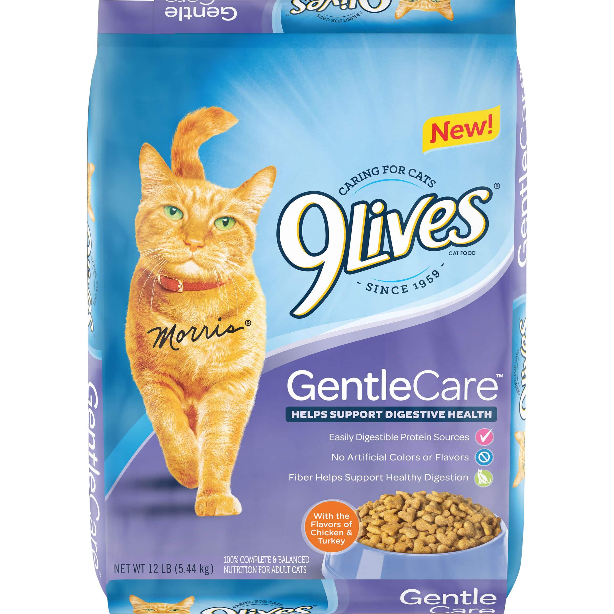 9Lives Gentle Care Dry Cat Food with Chicken and Turkey Flavors, 12lb ...
