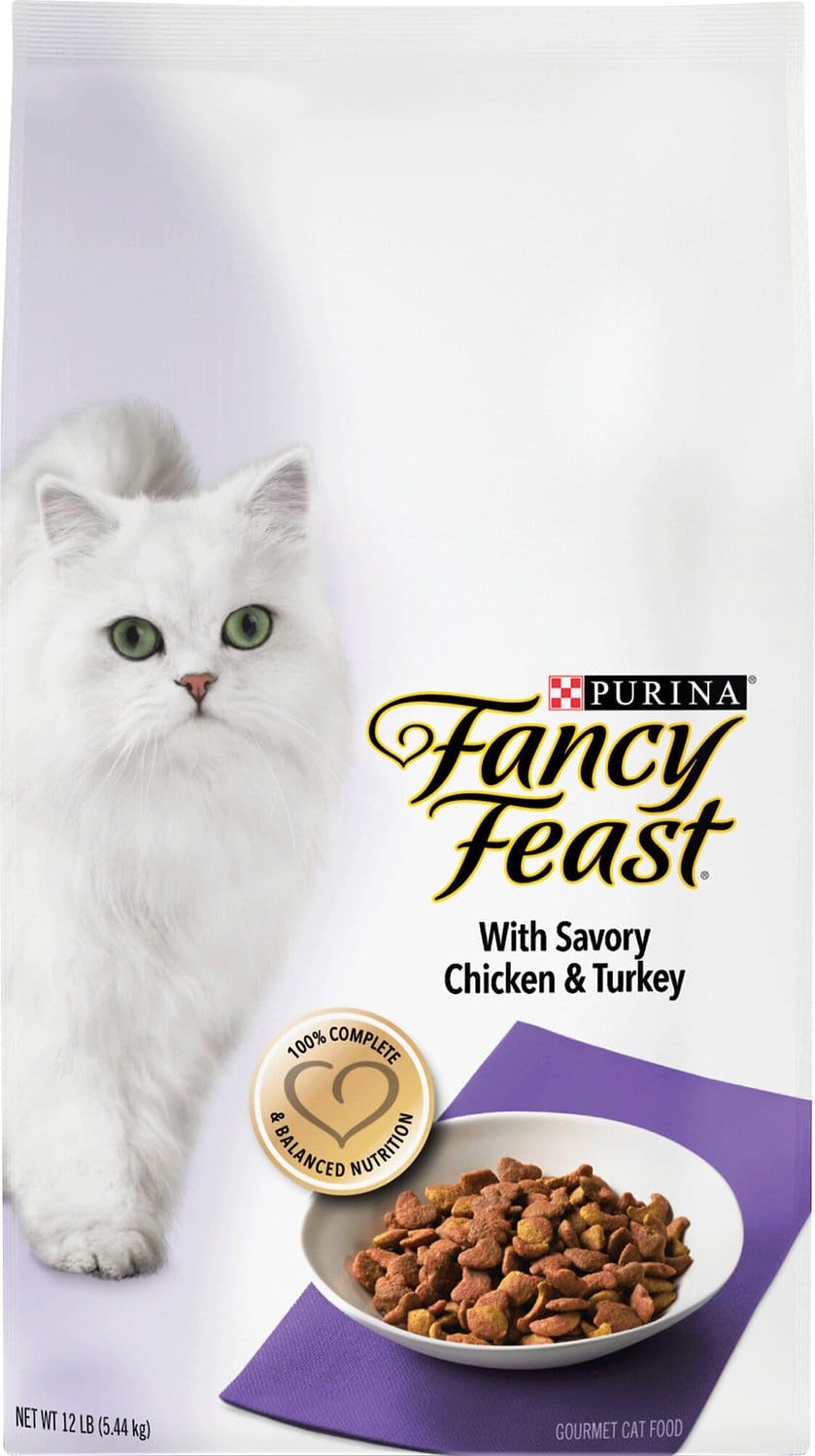 FANCY FEAST Gourmet Savory Chicken &  Turkey Dry Cat Food, 12