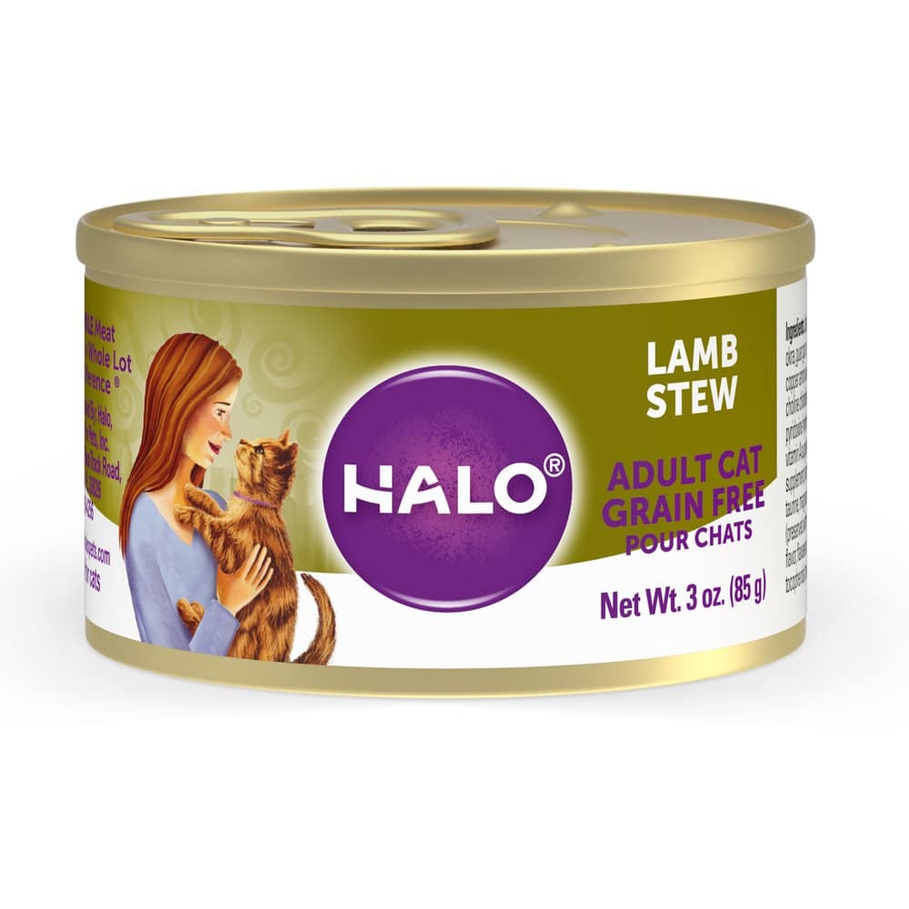 Halo Grain Free Natural Wet Cat Food, Lamb Stew, 3oz