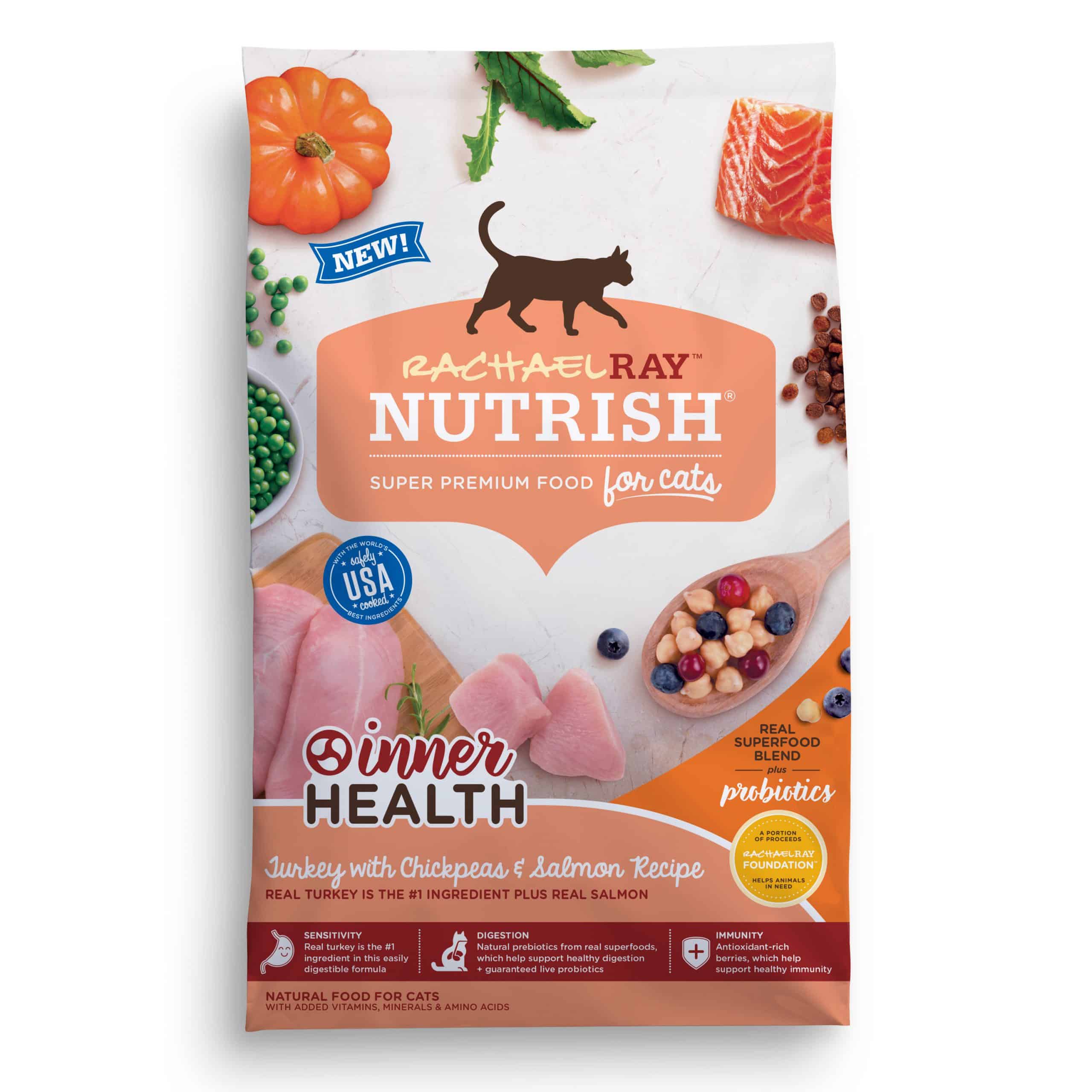 Rachael Ray Nutrish Inner Health Natural Dry Cat Food, Turkey with ...
