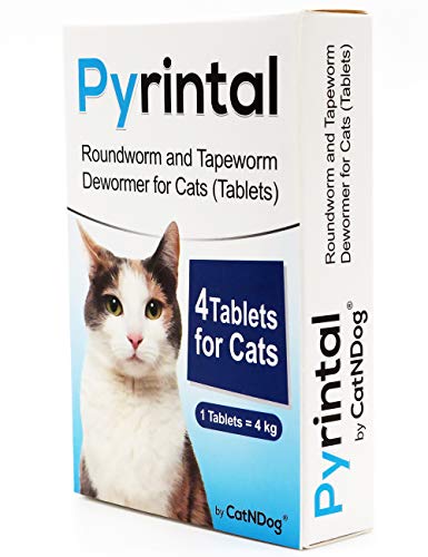 Roundworm and Tapeworm Dewormer for Cats 4 Tablets