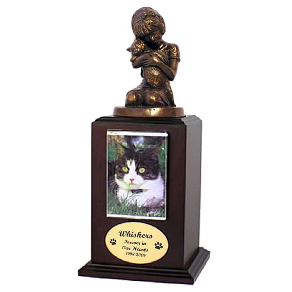 Cat Always My Kitty Photo Walnut Wood Pet Cremation Urn for Ashes
