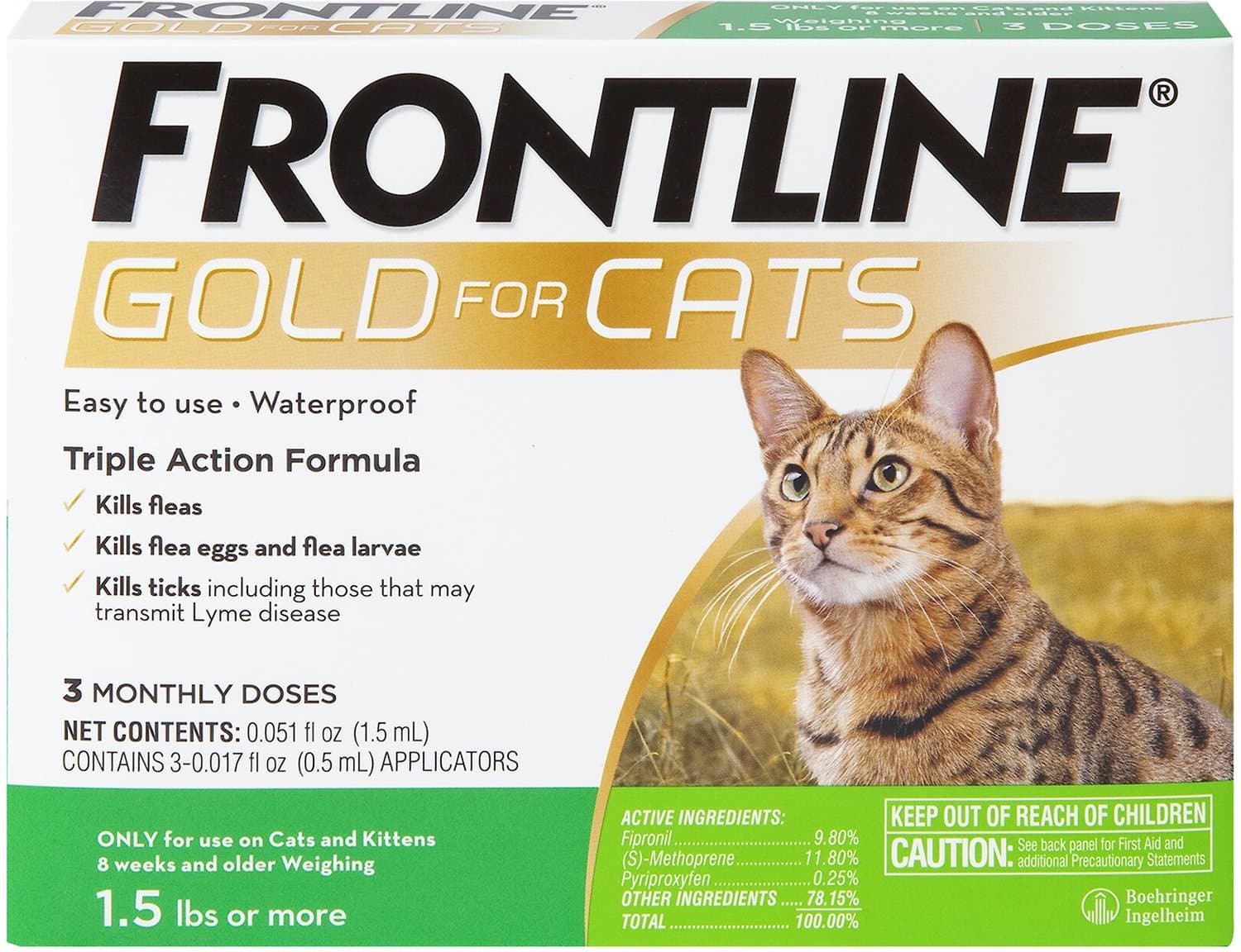 FRONTLINE GOLD Flea &  Tick Treatment for Cats (Free Shipping)