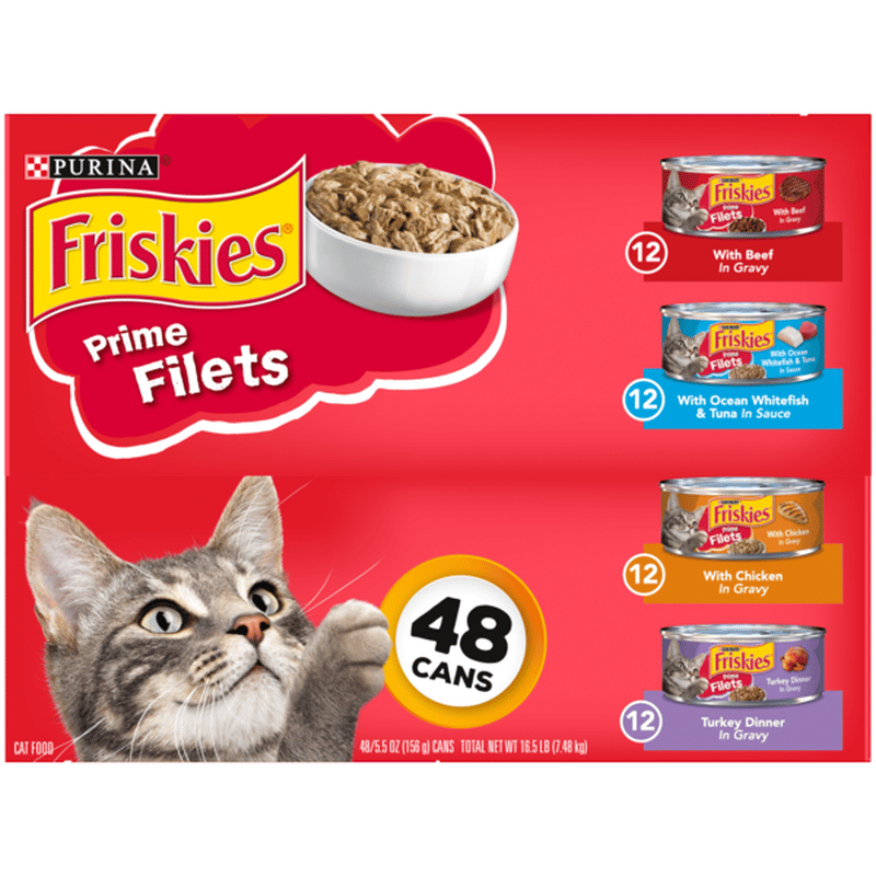 Purina Friskies Wet Cat Food Variety Pack, Prime Filets Beef, Chicken ...