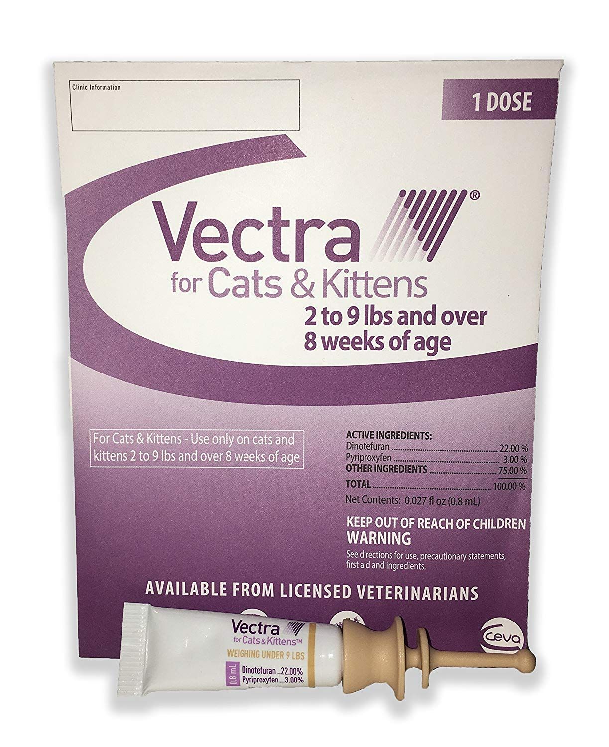 Vectra for Cats and Kittens Under 9 Lbs Tan Single (1) Dose USA Version ...