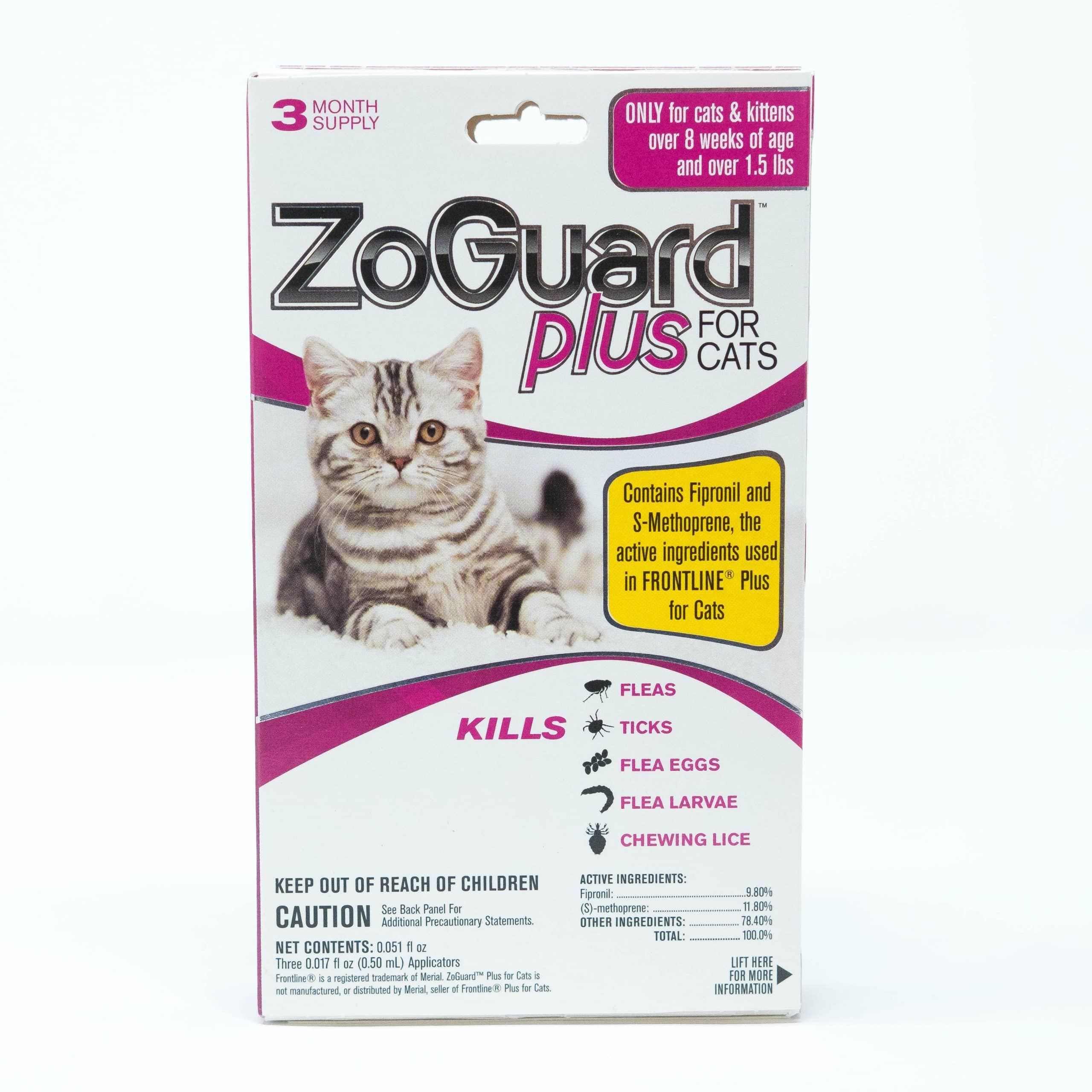 ZoGuard Plus Flea and Tick Prevention for Cats, 3 Months Protection ...